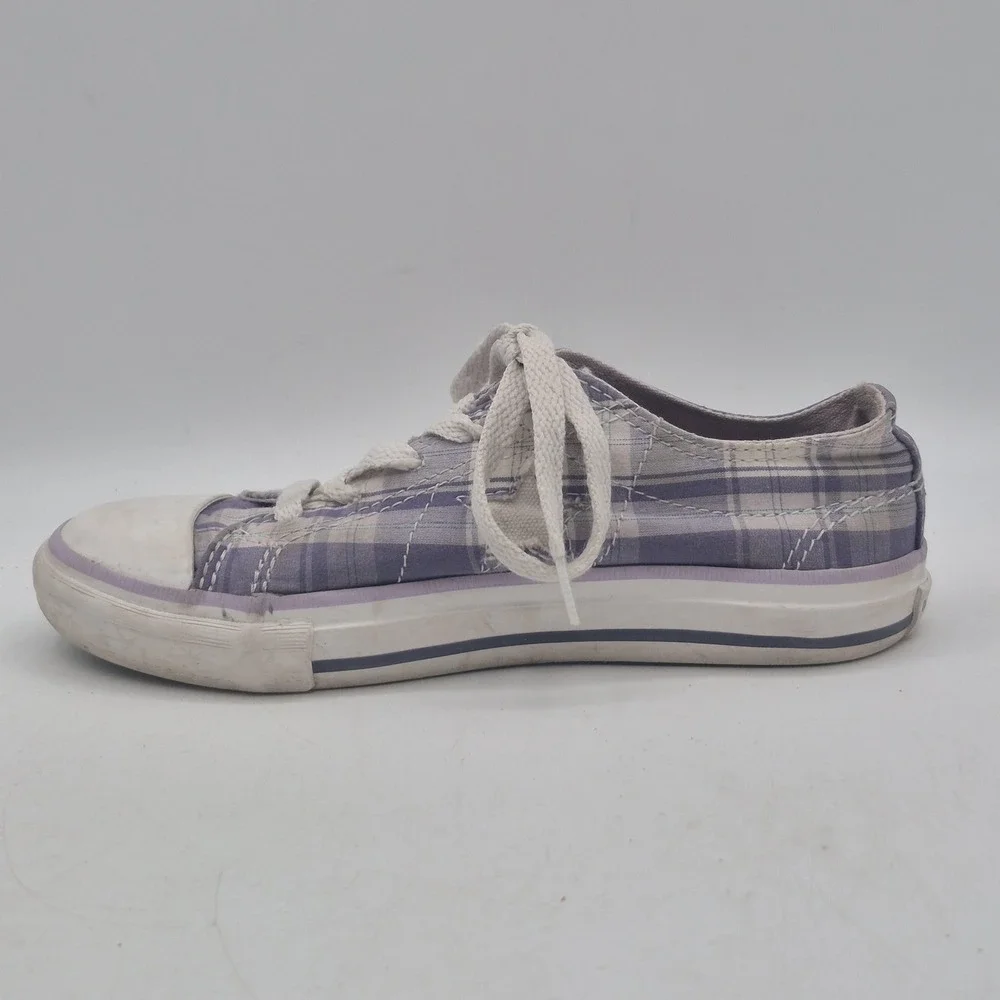 Converse One Star Shoes Youth Size‎ 13 Purple Plaid Low Top Lace Up Sneakers